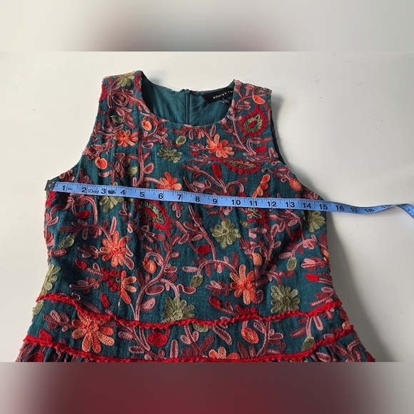 Adelyn Rae x Anthropologie Needlepoint Garden Dress Green Size 6 - Picture 10 of 14